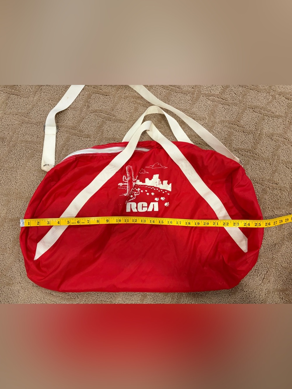 Vintage RCA Promotional Duffel Gym Bag Red White Retro Logo - Picture 4 of 5